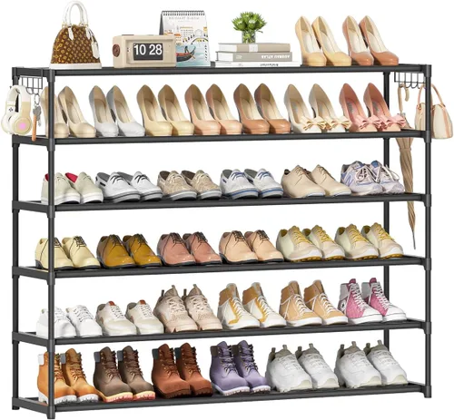 Vista 7 de LUKYTOWER Zapatero Largo de 2 Niveles Organizador de Almacenamiento de Zapatos Organizador de Zapatos Ancho Apilable Estantes para Armario, Entrada