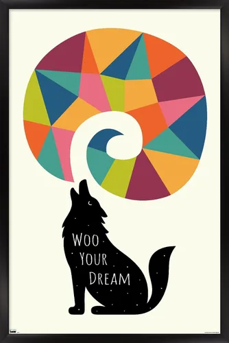 Vista 15 de Trends International Andy Westface - Wolf Woo Your Dream Wall Poster, 22.4L x 14.7W, Barnwood Framed Version