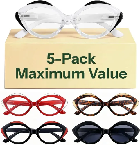 Vista 10 de Eyekepper Reading Glasses Women, Readers for Women, Stylish Cat Eye Design Paquete de 5 unidades.