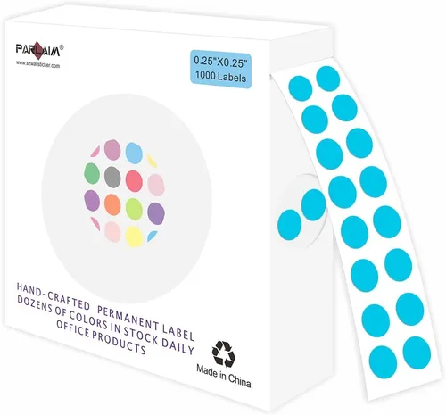 Vista 8 de PARLAIM Calcomanías de punto de código de color de 0.25 pulgadas, 1000 calcomanías de codificación en rollo para oficina, aula de estudiantes, Agua