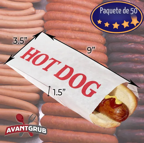 Vista 2 de Paquete de 50 fundas retro ecológicas para perros calientes. Súper duraderas y resistentes a la grasa, convierte una fiesta en un carnaval