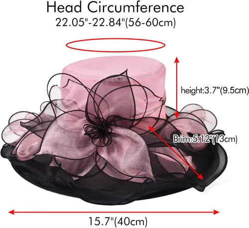 Vista 4 de 2025 Derby Hats for Women Ladies, Classy Organza Church Tea Party Wedding Kentucky Fascinator Hat UV Protection Sun Hats