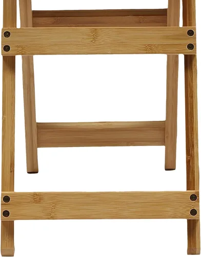 Vista 7 de Taburete de bar plegable de bambú con respaldo y reposapiés, sillas de bar portátiles para el hogar, isla de cocina, desayuno, sin montaje