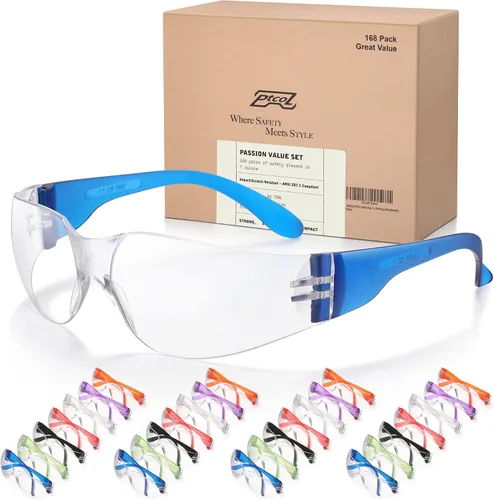 Vista 9 de Paquete de 3 Gafas de Seguridad a Granel con Lentes Cristalinas Transparentes Unisex Antirayones Gafas Protectoras Resistentes a Impactos