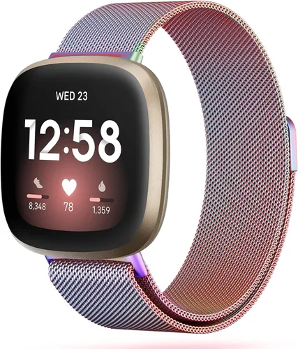 Vista 13 de Bandas de metal compatibles con Fitbit Versa 3/Versa 4/Fitbit Sense/Sense 2 para mujeres y hombres, correa de malla de acero inoxidable transpirable