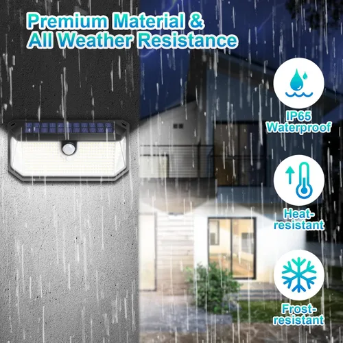 Vista 5 de Brightever - Luces solares para exteriores, 4000LM, 388 LEDs, sensor de movimiento, luces exteriores alimentadas por energía solar, IP65