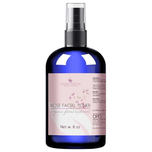 Vista 3 de OPO Spray de tóner facial de agua de rosas, agua de rosas búlgara natural con aloe, árbol de té, hamamelis, hidratante y rejuvenecedor para cara