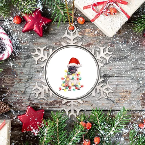 Vista 7 de Decoración de árbol de Navidad de metal con copo de nieve para perro, adorno de Navidad para perro, adorno de Navidad de feliz Navidad, sombrero