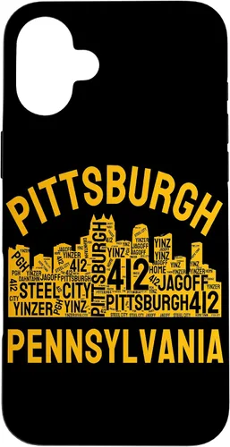 Vista 23 de Carcasa para iPhone 16 Pittsburgh Pennsylvania Steel City Skyline 412 Yinz Home
