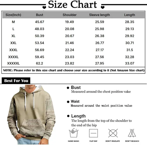Vista 3 de Sudaderas con capucha para hombre, diseño azteca occidental, manga larga, con estampado étnico, con cordón y bolsillo