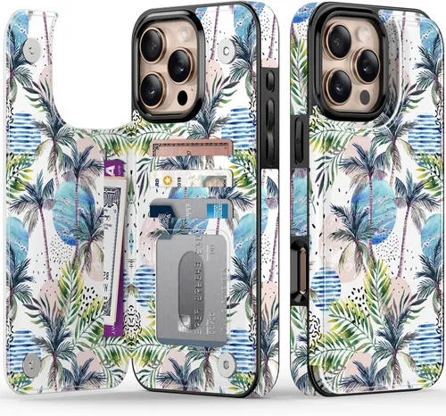 Vista 41 de LETO para iPhone 15 Pro Funda tipo cartera - Tapa tipo folio con patada - Diseños de moda - Tarjetero - Funda protectora para mujeres y niñas - 6.1