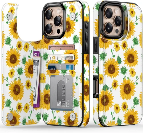 Vista 319 de LETO para iPhone 15 Pro Funda tipo cartera - Tapa tipo folio con patada - Diseños de moda - Tarjetero - Funda protectora para mujeres y niñas - 6.1