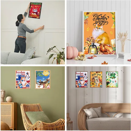Vista 5 de Sinmoe 12 piezas de arte de diamantes de San Valentín DIY 5D Cat Diamond Painting Kits para adultos, pinturas de diamantes para niños, padres, niños