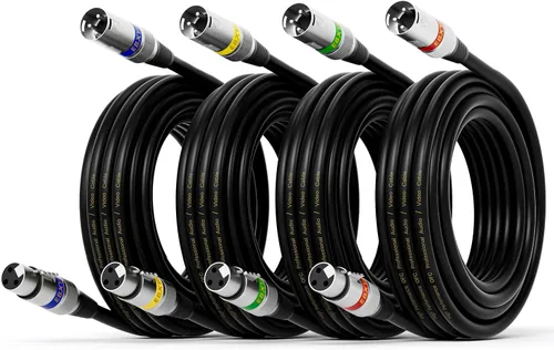 Vista 11 de EBXYA Paquete de 10 cables XLR de 3 pies - Cables de micrófono equilibrados DMX macho a hembra Cables de conexión premium, 3 pines