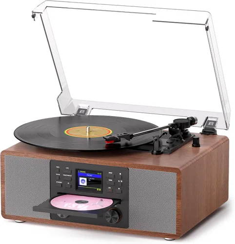 Vista 11 de Tocadiscos todo en uno con reproductor de CD, radio por Internet Negro-negro