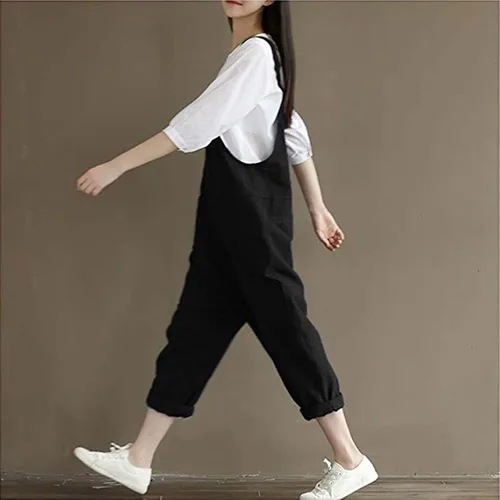 Vista 4 de Enterizo holgado para mujer Talles grandes Enterizo con piernas amplias tipo Baggy