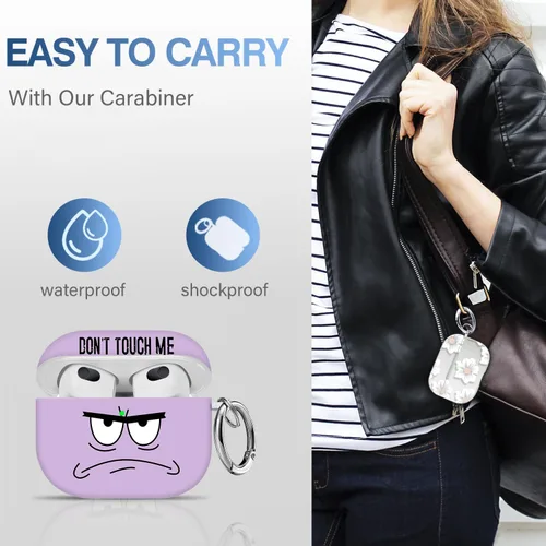 Vista 5 de Funda para Airpods de 3ª Generación, No Me Toques Funda Genial con Cordón Ojos Grandes Dibujos Animados Lindos para Funda de Airpods de 3ª