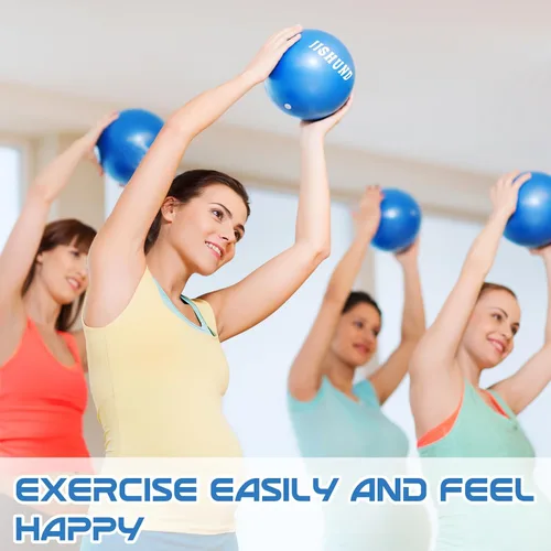 Vista 6 de jjshund Pelota de pilates, pequeña pelota de yoga de ejercicio de 9,8 pulgadas con guía de ejercicios, para gimnasio en casa, yoga, pilates