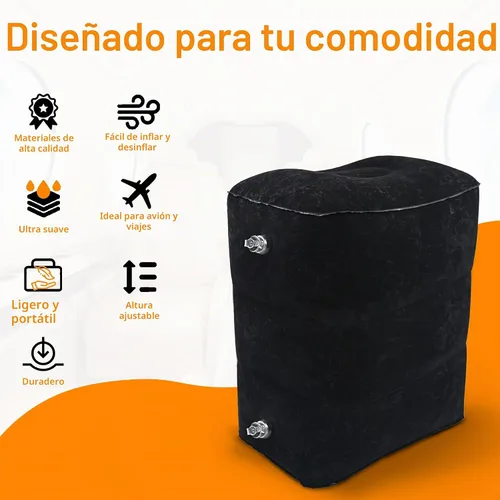 Vista 4 de Almohada inflable para reposapiés para viajes en avión - Reposapiernas ajustable para vuelos largos, extensor de asiento de avión para bebé/niño