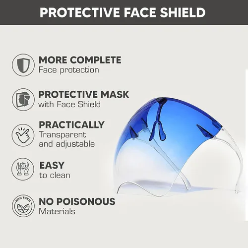 Vista 3 de Escudo facial completo anti niebla con gafas - ver a través de la máscara transparente