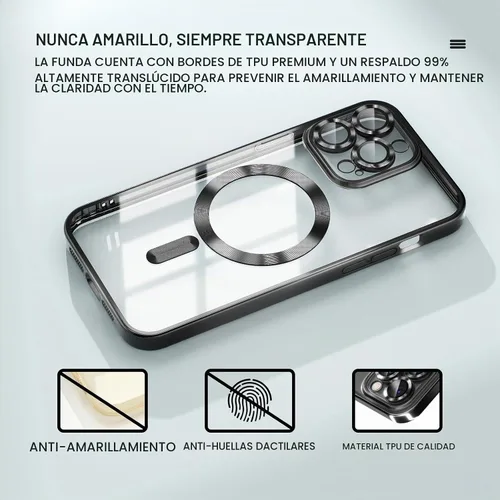 Vista 3 de Misea - Funda magnética transparente para iPhone 14 Pro Max, compatible con MagSafe [Never Yellowing] [Military Grade Drop Protection] Full Camera