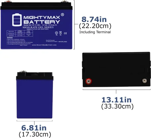 Vista 2 de Mighty Max Battery Batería de repuesto de gel de 12V 110AH compatible con Power King RCH12-110
