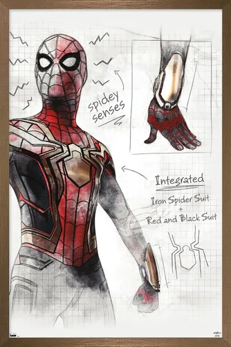 Vista 15 de Trends International Marvel Spider-Man: No Way Home - Póster de pared de bocetos, 22.4 pulgadas de largo x 14.7 pulgadas, versión enmarcada