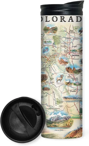 Vista 16 de Xplorer Maps 1000 Islands Map - Vaso de viaje de 16 onzas con tapa resistente a derrames, vaso de café aislado al vacío de acero inoxidable