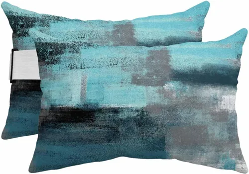 Vista 11 de Almohadas para descansar la cabeza de la tumbona de grafiti naranja, 1 paquete, pintura al óleo naranja, marrón y gris, arte abstracto, impermeable