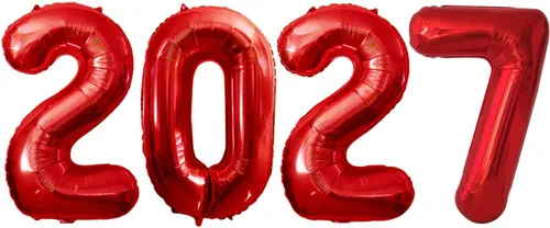 Vista 8 de GOER Globos de papel de aluminio 2026 para fiesta de Año Nuevo, suministros de fiesta, decoraciones de graduación (negro, 16 pulgadas)