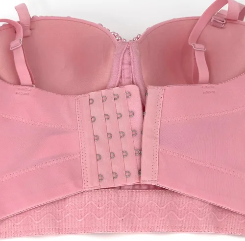 Vista 5 de ELLACCI Sexy Pearls Bustier Corsé Crop Top Club Party Cage Bra