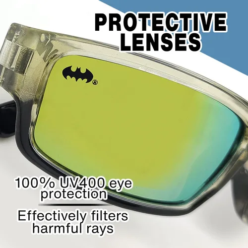 Vista 4 de DC Batman - Gafas de sol deportivas para niños, elegantes y duraderas, con protección UV, con funda de transporte suave, con licencia