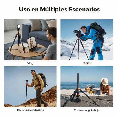 Vista 7 de K&F CONCEPT - Trípode de aluminio para cámara (78") 81" Monopod, 22lb Max Load, for DSLR/Spotting Scope/Camcorder, Heavy Duty Travel Tripod