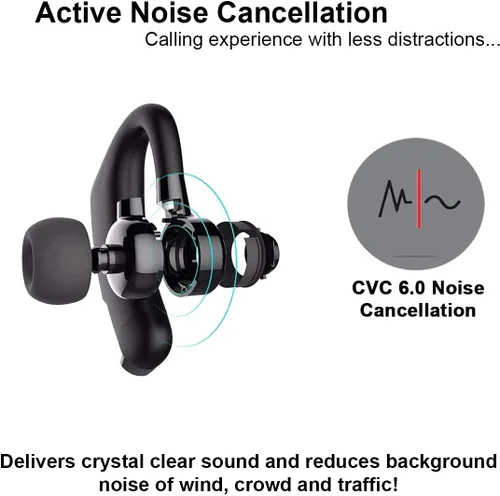 Vista 4 de Ambar Auricular inalámbrico Bluetooth para llamadas con micrófono integrado, compatible con iPhone, Android, auriculares para teléfonos celulares