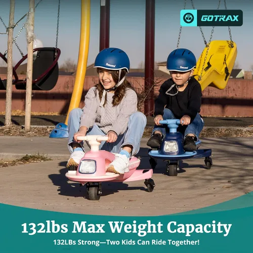 Vista 7 de Gotrax WG1 Auto eléctrico oscilante para niños, batería grande de 12V hasta 120 minutos de tiempo de juego, altavoz de música y ruedas con luces