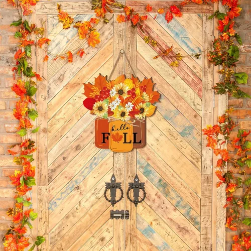 Vista 2 de Newcotte Decoración de otoño para puerta delantera, letrero de Acción
