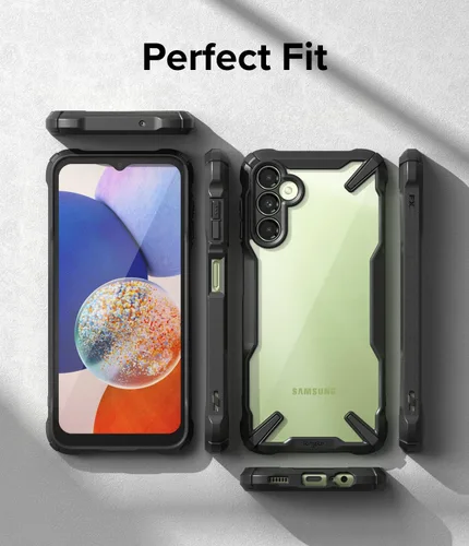 Vista 7 de Ringke Fusion-X [revestimiento dual antiarañazos] compatible con Samsung Galaxy A14 (4G y 5G), parachoques aumentado transparente, parte trasera