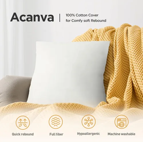 Vista 5 de Acanva Insertos de almohada decorativos para sofá, cama, sofá y silla, relleno de forma cuadrada con microfibra de poliéster de alta calidad, 2