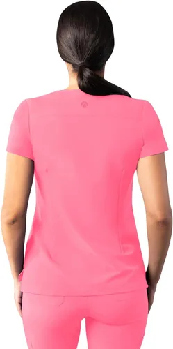 Vista 2 de Adar Addition - Ropa quirúrgica para mujer, moderna camiseta médica con cuello en V Rosa (Azalea Pink)