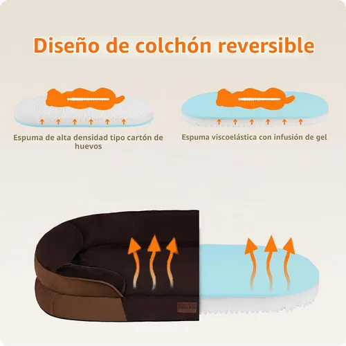 Vista 3 de Dwanton - Cama ortopédica para perros medianos con espuma de gel de memoria, sofá impermeable para perros, cama lavable para mascotas con cojín