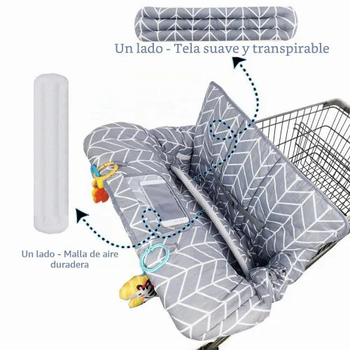 Vista 2 de ICOPUCA Funda para carrito de compras para bebé, funda de carrito 2 en 1 para bebés y funda para silla alta, funda acolchada para asiento de carrito