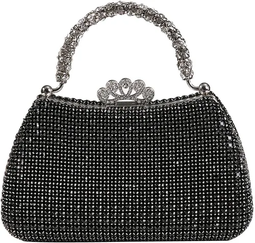 Vista 8 de Dreubea Bolso de mano hermoso para mujer, bolso de mano de moda brillante con diamantes de imitación