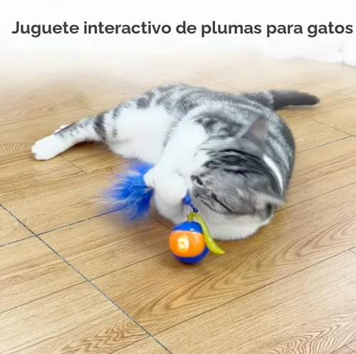 Vista 3 de Migipaws Juego de juguetes interactivos para gatos, rastreador divertido, bola de persecución automática con cola esponjosa, un pequeño ratón Azul