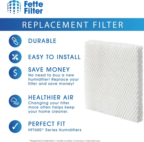Vista 4 de Fette Filter - Filtro T Humidificador Absorción Filtros Compatible con Honeywell HFT600T HFT600PDQ para Honeywell Tower Humidifier HEV615 Series &