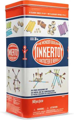 Vista 3 de Tinkertoy - Juego de construcción retro en lata - 50 piezas