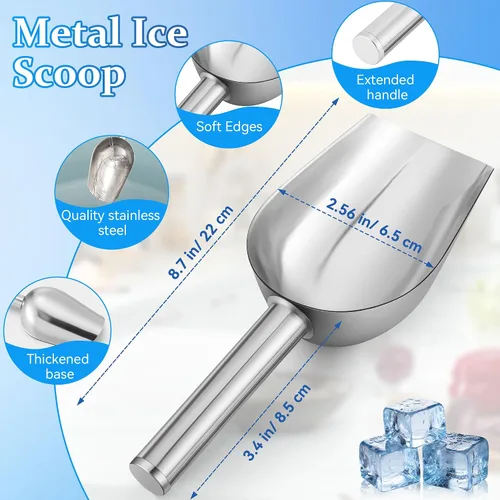 Vista 6 de Cuchara de hielo con soporte magnético compatible con máquinas de hielo GE Opal 2.0, cuchara de aleación de acero inoxidable de bajo carbono de 9