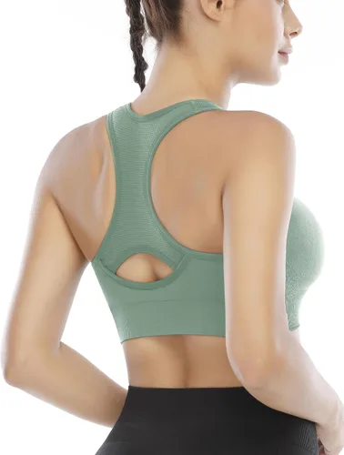 Vista 4 de Heathyoga - Brasieres deportivos de alto impacto para mujer, con relleno, brasier de entrenamiento para mujer, con espalda cruzada, para yoga