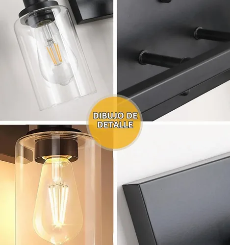 Vista 3 de Lámparas de baño, luces negras de 2 luces, luz de tocador de baño