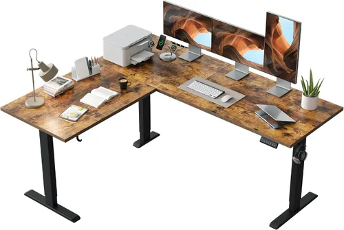 Vista 31 de Agilestic Escritorio de Pie en Forma de L de 59 Pulgadas de Altura Ajustable, Escritorio de Esquina Eléctrico de Pie, Mesa de Computadora Sit Stand