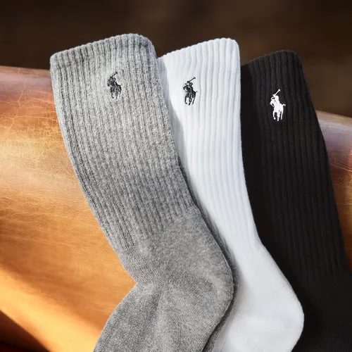 Vista 3 de POLO RALPH LAUREN Mens Classic Sport Solid Multi-color Socks - 6 Pair Pack - Athletic Arch Support and Comfort Cushioning